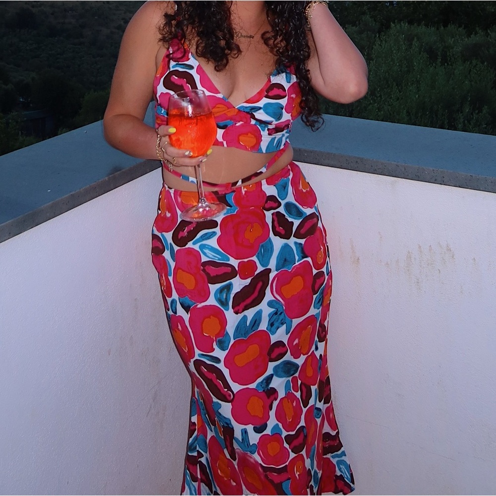 Women’s Pink Floral Two-Piece Dress Set